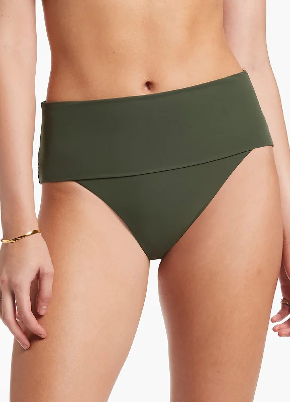 swimsuit with underwire supportJetset Fold Down High Waisted Bikini Bottom - Olive