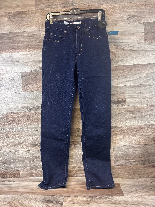 Jeans with distressing at the thighsJeans Straight By Levis In Blue Denim, Size: 6