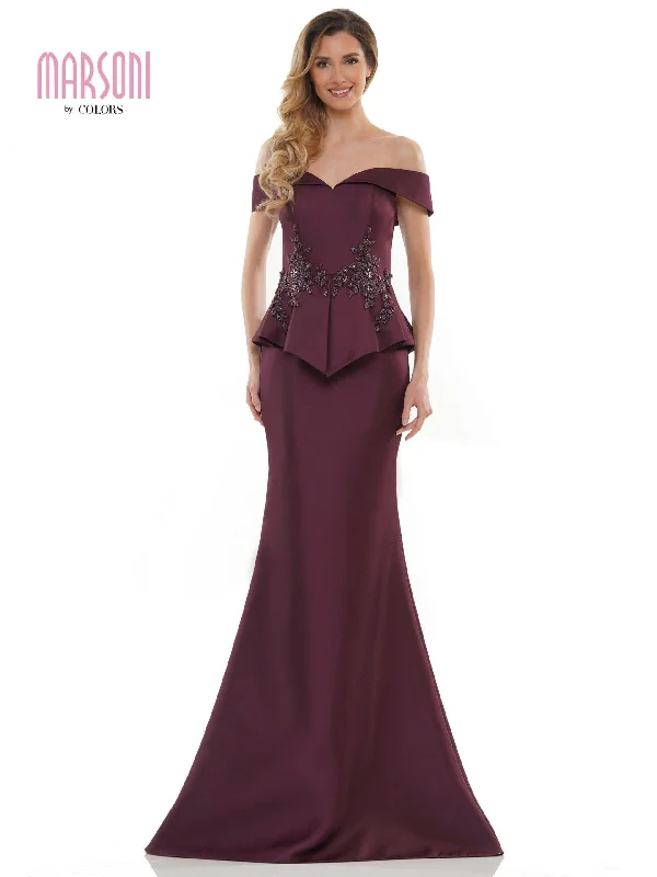 Transitional dresses for in-between seasonsMarsoni Formal Off Shoulder Satin Long Dress 1141