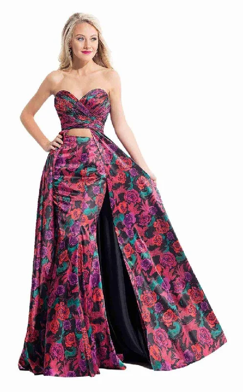 One-shoulder dresses for womenRachel Allan Long Two Piece Floral Prom Dress 6073