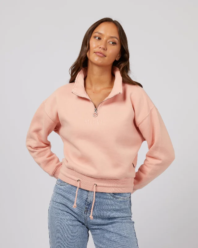 Capsule collection women's sweaterSilent Theory Juniper 3/4 Zip Crew Pale Pink