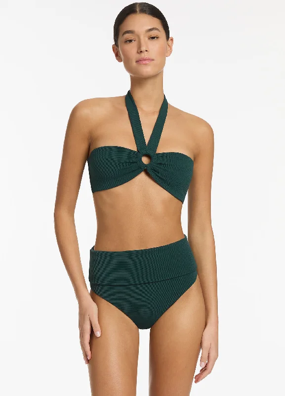 two-piece swimsuitIsla Rib Fold Down High Waisted Bikini Bottom - Forest