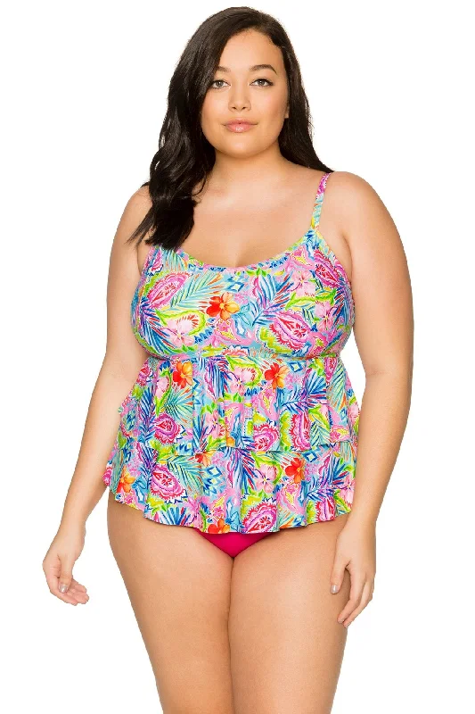 halter-neck swimsuitCurve Siesta Key Olivia Layered Tankini