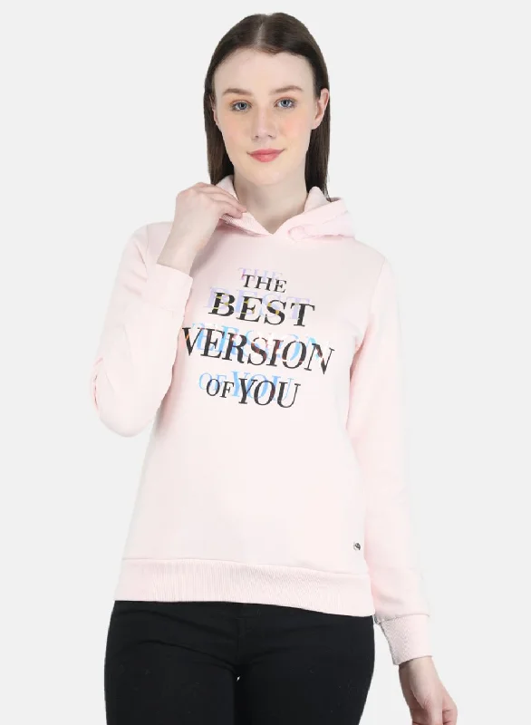 women's hooded jumpers with a smooth exteriorWomen Pink Printed Sweatshirt