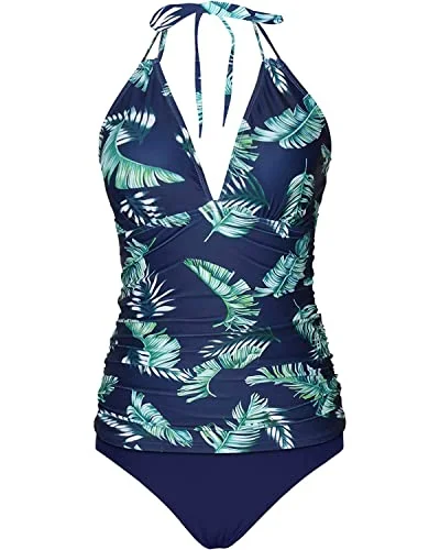 metallic-finish swimsuitTwo Piece Tummy Control Tankini Plus Size Swimwear