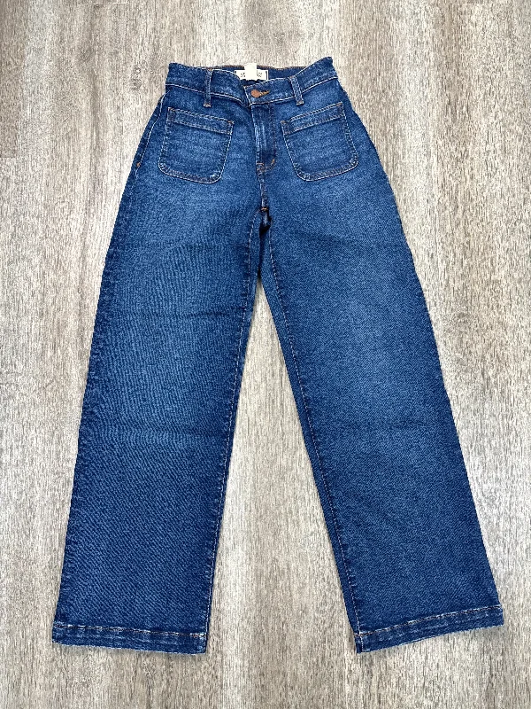 Jeans with contrast pockets and back patchesJeans Wide Leg By Madewell In Blue Denim, Size: 0