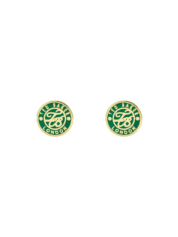 Jumpsuits for womenMonlia Green Monogram Button Stud Earrings Gold