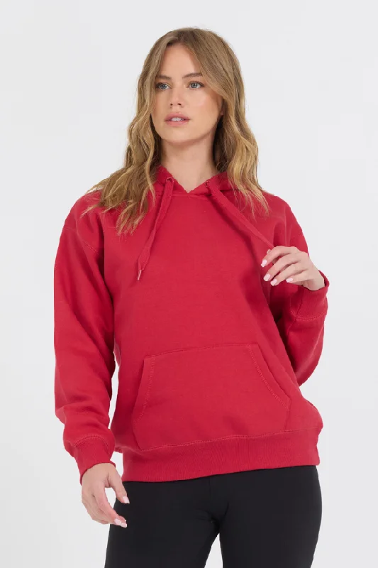 women's hooded tops with a ruched design for texture and fitRed Proweave Pullover Hoodie