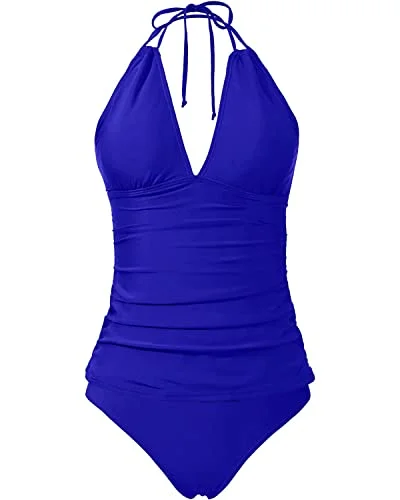 swimsuit with a sleek designPlus Size Tankini Two Piece Deep V-Neck Bathing Suit