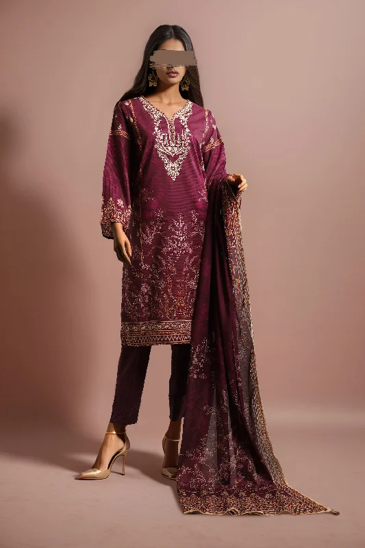 women's suit sets with sequined accentsPrinted Embroidered Cotton Dobby Stitched 3 Piece