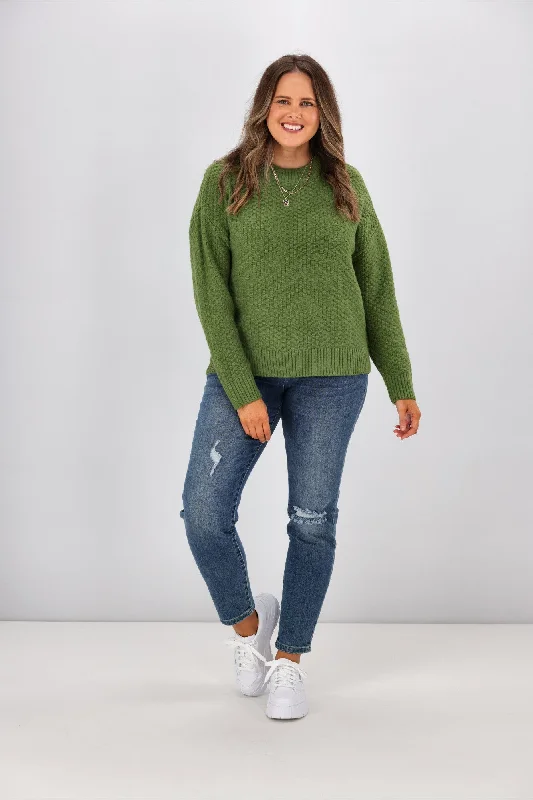 Layered women's sweaterShine On Label Winnie Moss Stitch Jumper Green