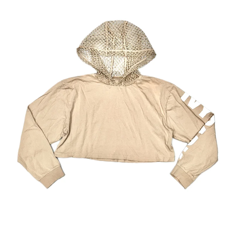 women's hooded sweatshirts with ribbed waistbandsSweatshirt Hoodie By Ivy Park In Tan, Size: L