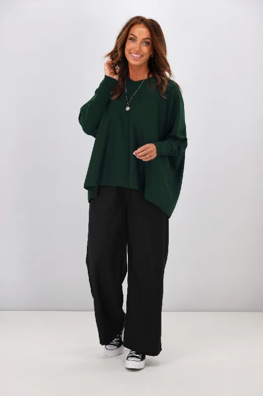 One-shoulder women's sweaterBetty Basics Destiny Knit Jumper Forest Green