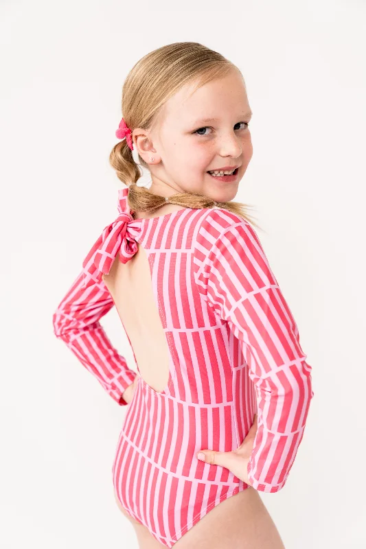 swimsuit accessoriesMini Surfer Girl One Piece | Pink Stripe