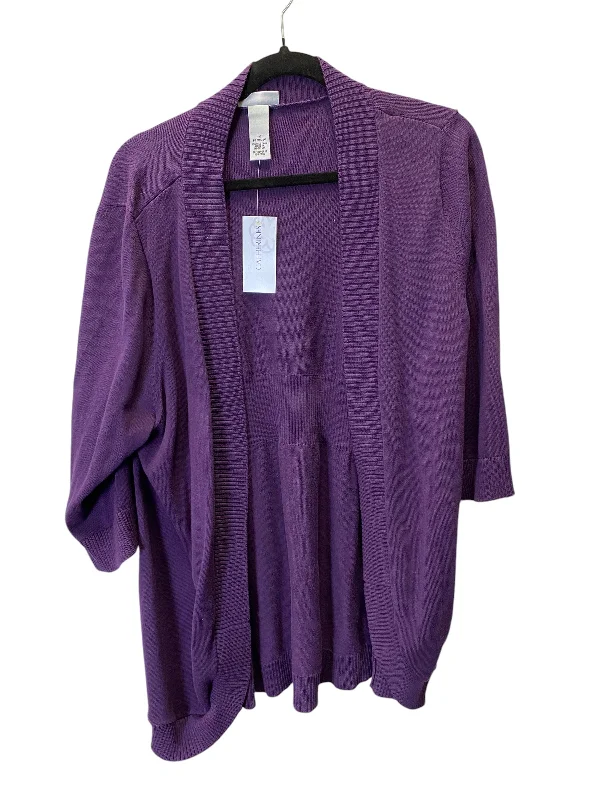 Earth-tone women's sweaterCardigan By Catherines In Purple, Size: 1x