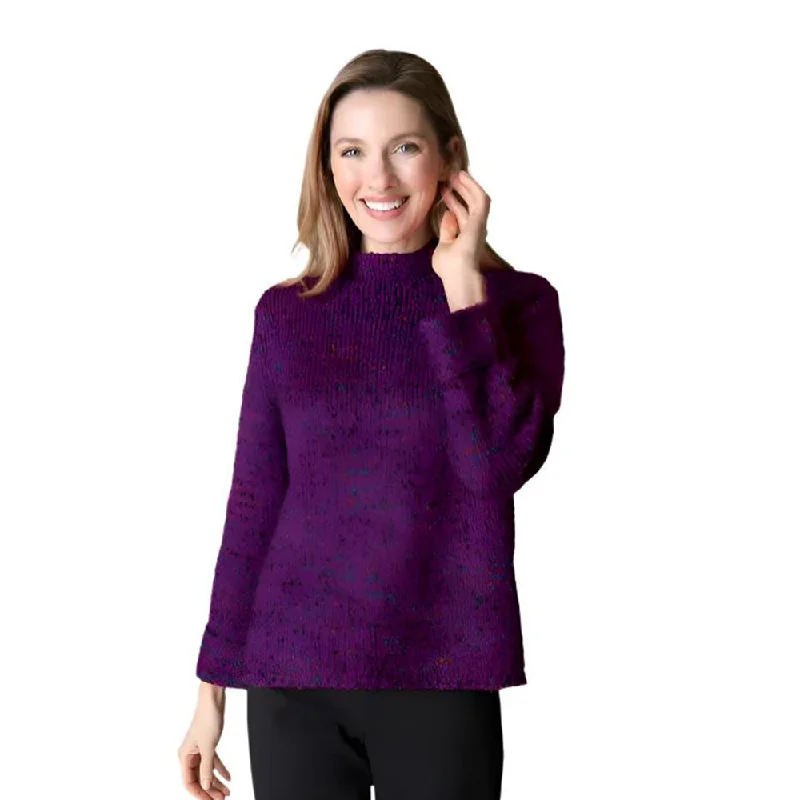 Eco-friendly women's sweaterHabitat Confetti Yarn Funnel Neck Sweater in Plum - 89056-PLM