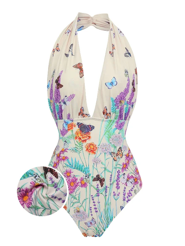 elegant swimsuitButterfly Halter One-Piece Bikini Set