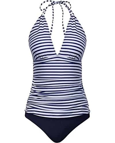 casual swimsuitPlus Size Deep V-Neck Two Piece Bathing Suit