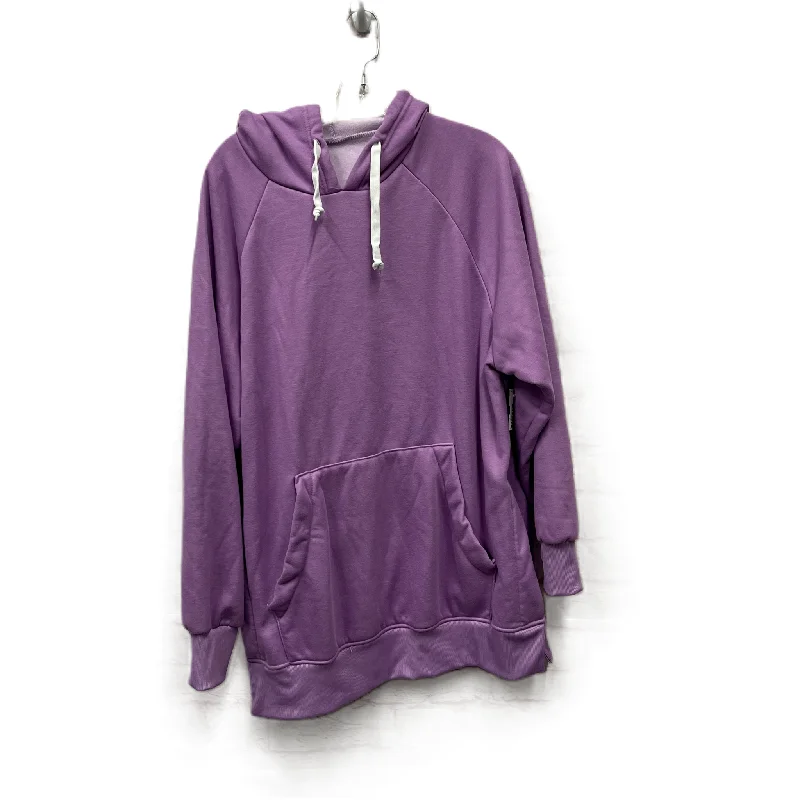 women's hooded tops with moisture-wicking fabricAthletic Sweatshirt Hoodie In Purple, Size: 2x