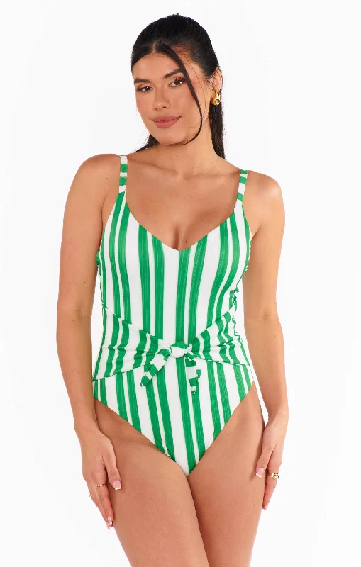 swimsuit cover-upMalibu One Piece ~ Center Court Stripe Micro Rib