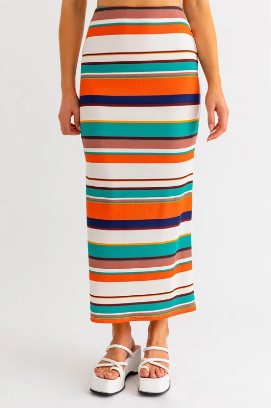 Professional women's trousersA Day At Lake Como Striped Maxi Skirt