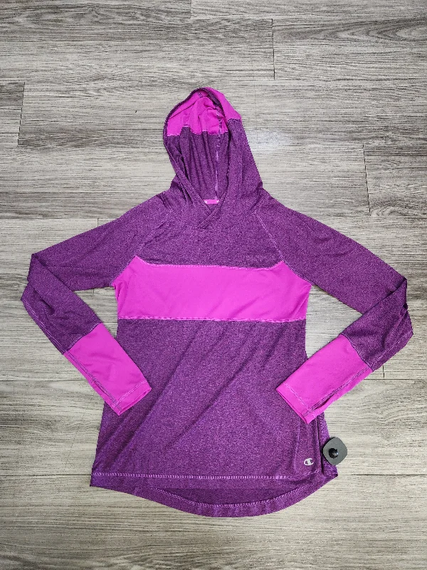 women's hooded sweatshirts with ribbed waistbandsAthletic Sweatshirt Hoodie By Champion In Purple, Size: M