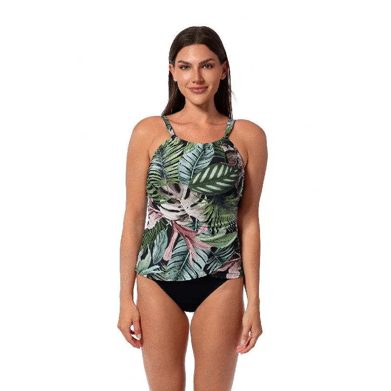 silicone swimsuitJUNGLE GLAM AUDREY DRAPE TANKINI TOP