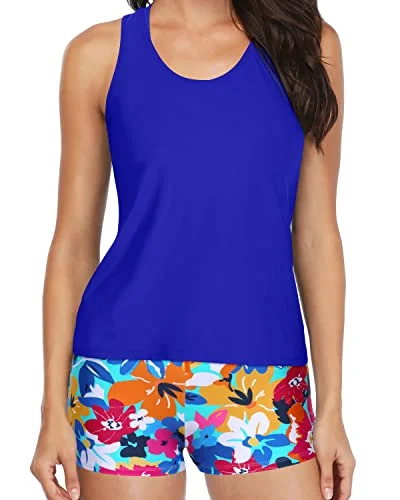 swimsuit with a low-cut backFlattering Swimwear Set Women's Tankini Swimsuits with Boy Shorts