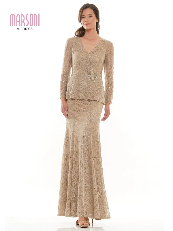 Mother-of-the-bride dressesBermuda Sand 6 Marsoni Long Mother of the Bride Lace Dress 306 Sale