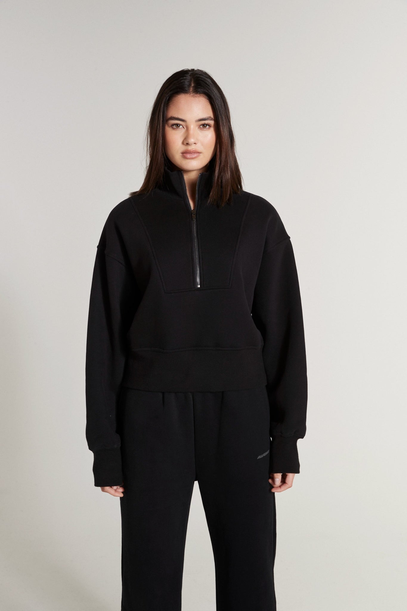 women's hooded sweatshirts with a sheer overlay for a layered lookAll Fenix Track 1/2 Zip Sweater