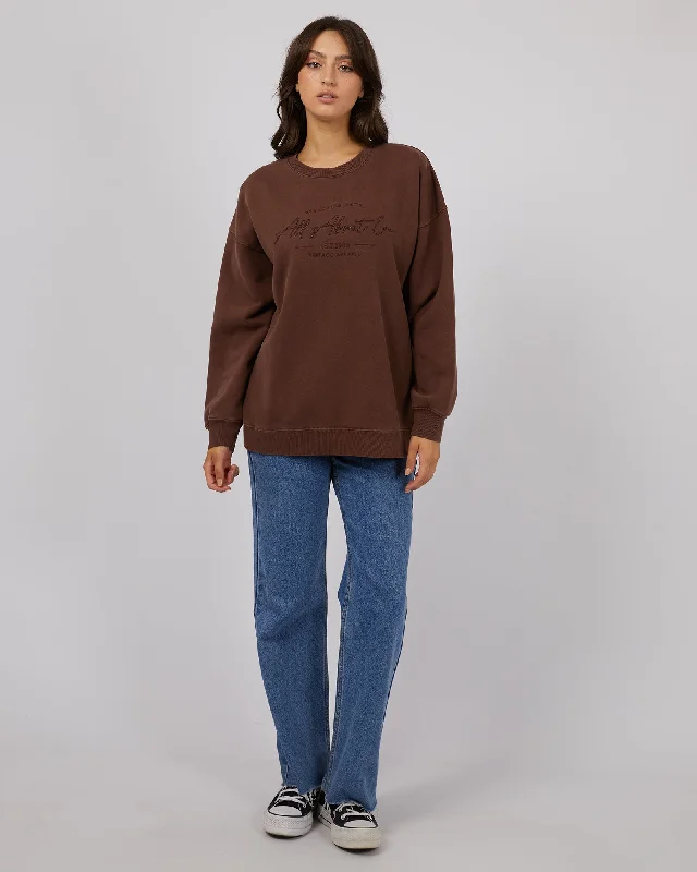 Burgundy women's sweaterAll About Eve Classic Crew Brown