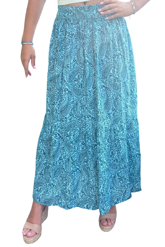 Embellished women's shortsWillow Maxi Skirt In Blue Paisley