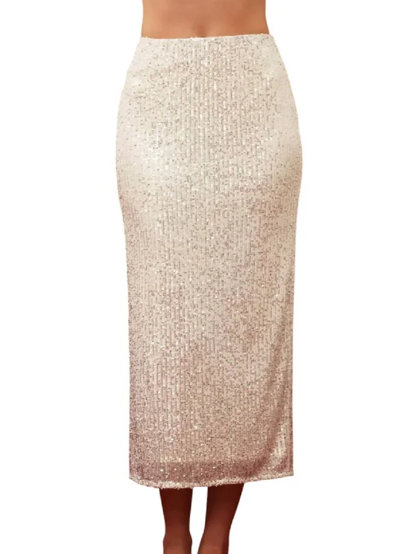 Layering women's pantsSequin Midi Skirt In Silver