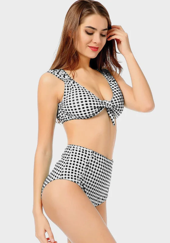 swimsuit for surfingMelvi Plaid High Waist Bikini