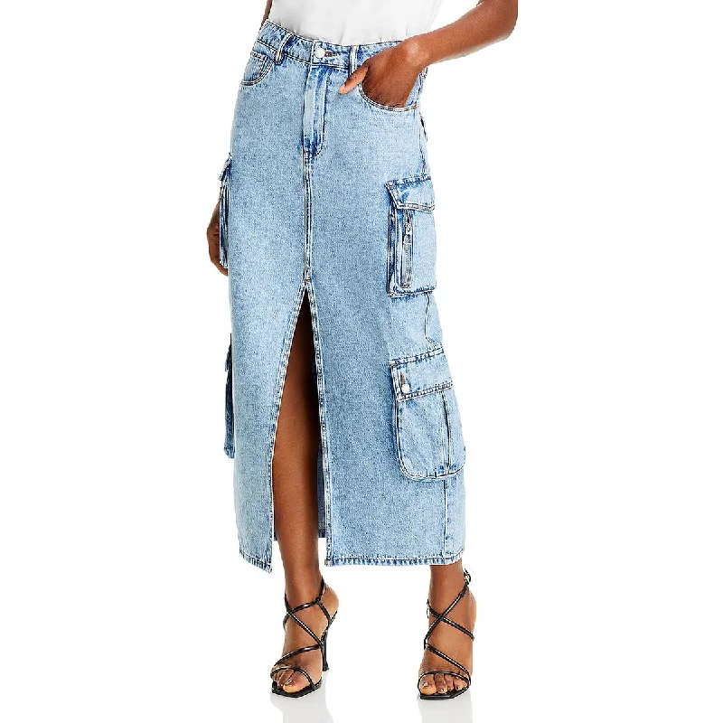 Polka dot women's dressesWomens Cargo Maxi Denim Skirt