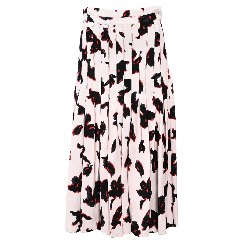 Linen women's trousersProenza Schouler Floral Print Pleated Midi Skirt in Multicolor