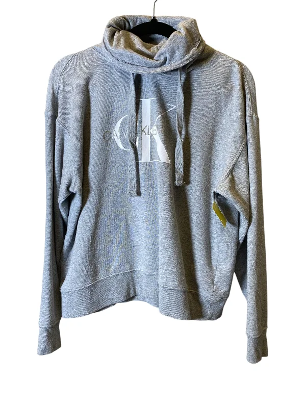 women's hooded pullovers with an oversized silhouetteSweatshirt Hoodie By Calvin Klein In Grey, Size: M