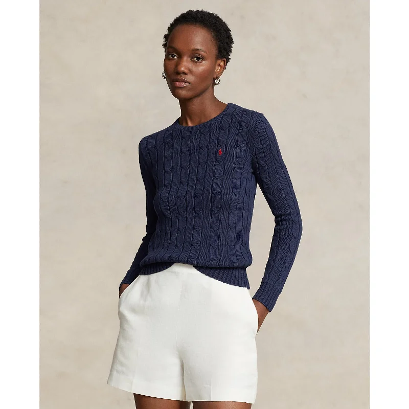 Layered women's sweaterPolo Ralph Lauren - Cable-Knit Cotton Crewneck Sweater - Hunter Navy