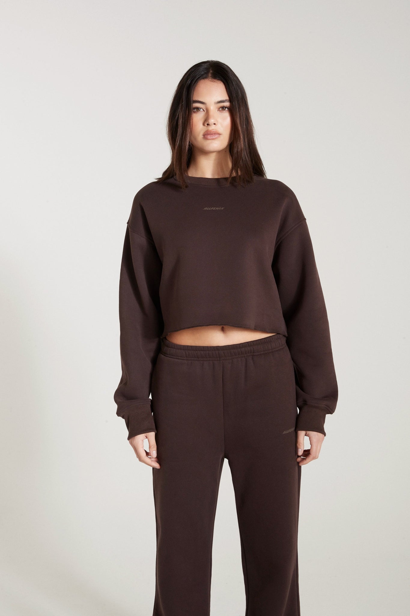 women't hooded pullovers with a waffle knit textureAll Fenix Crew Crop Sweater