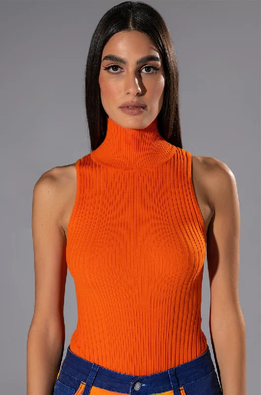 Cardigan-style women's topsPAXTON SLEEVELESS TURTLENECK RIB BODYSUIT