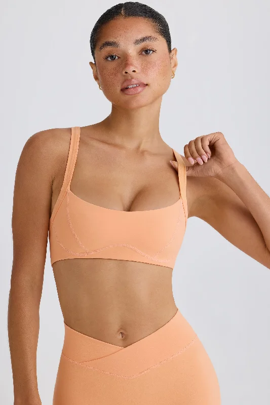 women's suit sets for weddingsSoft Active Contrast-Trim Sports Bra in Peach