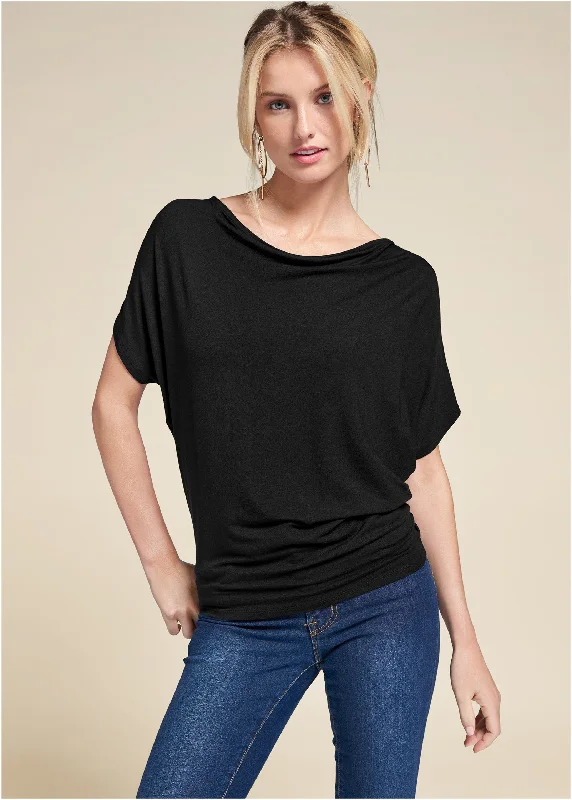 Handmade women's topsBasic Flounce Top - Black