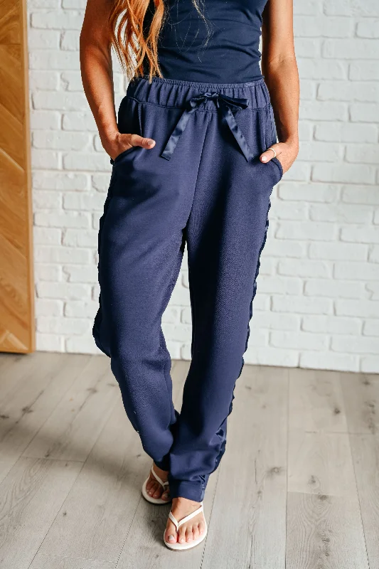 women's suit sets for partiesLysa Satin Stripe Lounge Pants in Smoky Navy