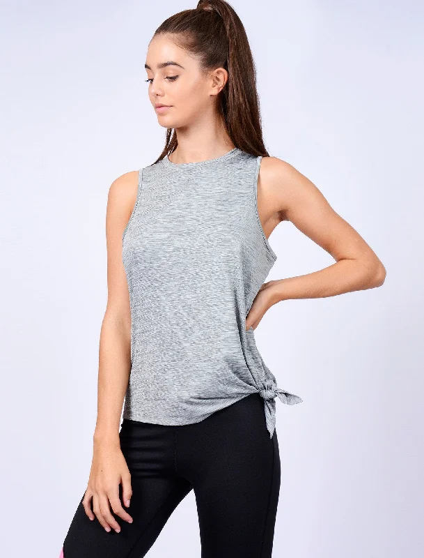 Easy-care women's pantsBriella Tie Side Sleeveless Vest Top in Mid Grey Marl - Tokyo Laundry Active