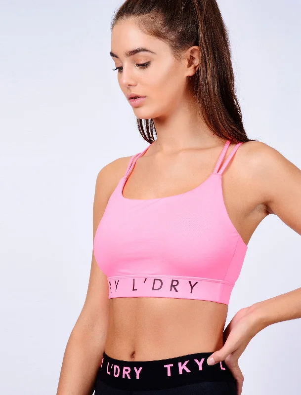 Transitional women's skirtsSarki Crossover Back Sports Bra Top in Neon Pink - Tokyo Laundry Active