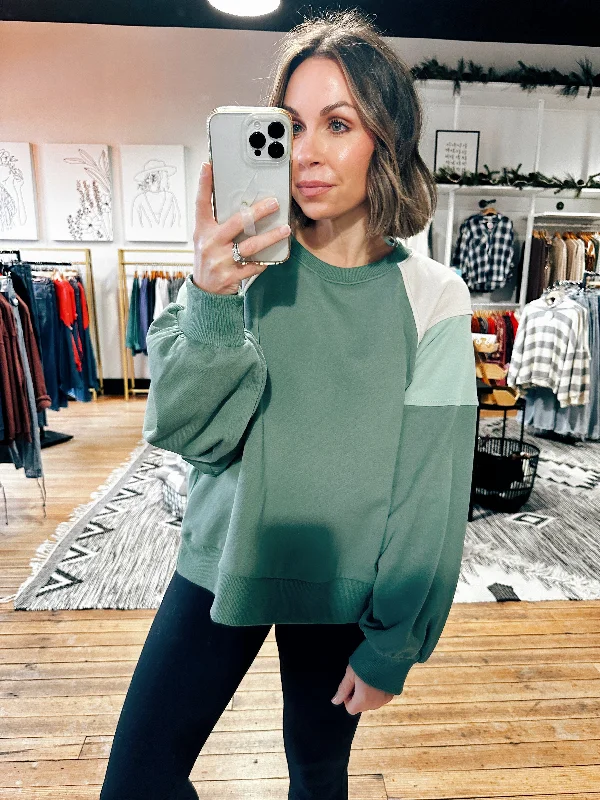 Button-down women's topsJane Oversized Color Block Sweatshirt - 2 Colors