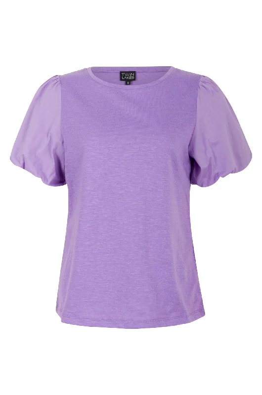 Handmade women's topsCotton Rich Top with puff sleeve | LAVENDER | 6965AR