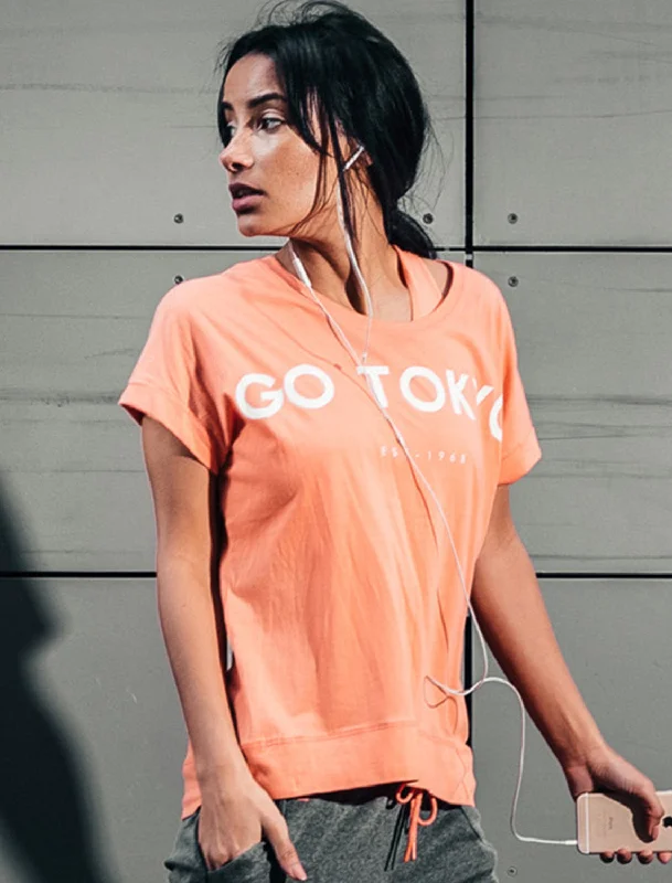 Vintage-inspired women's skirtsLeroux Cotton Jersey T-Shirt in Fusion Coral - Tokyo Laundry Active