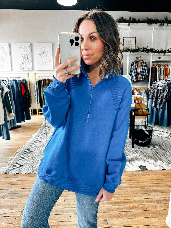 Eco-friendly women's topsRoyal Blue Quarter Zip Pullover