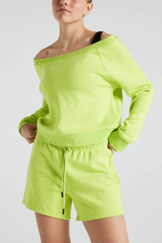 Bubble women's skirtsElectric Fleece Shoulder Sweatshirt - Lime Punch